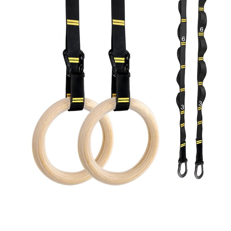 Sports Equipment Pictures - حلقات جمباز خشبية قابلة للتعليق مقاس